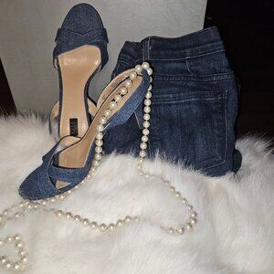 G.I.L.I. Denim Sling-Back Strappy Sandal – Size 6.5 | 2.5” Stiletto Heel